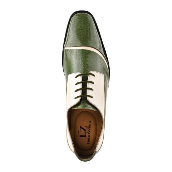 LIBERTYZENO Olive/Cream Leather Oxford Style Dress Shoes main image 7
